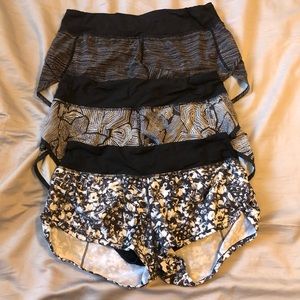 Lululemon Black and White Speed Up Shorts Bundle